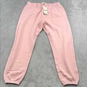 NEW PACT L 100% Organic Cotton Pink Joggers Pale Mauve Downtown Sweatpans Pocket